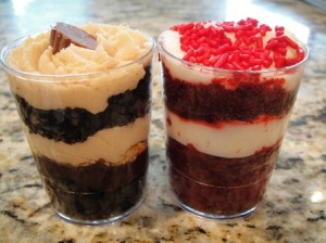 Peanut Butter and Red Velvet Cake Shots