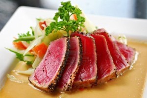 Seared Ahi Tuna with Sesame Seeds and Ginger Sauce