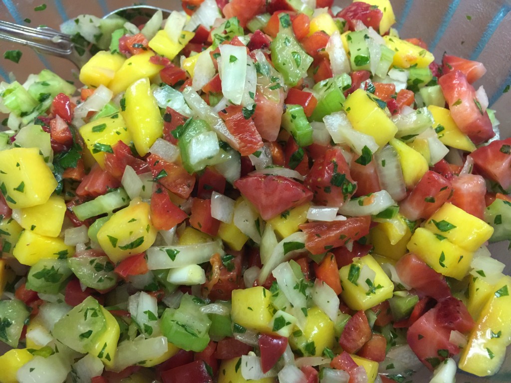 Mango Salsa with Strawberries and Pineapple