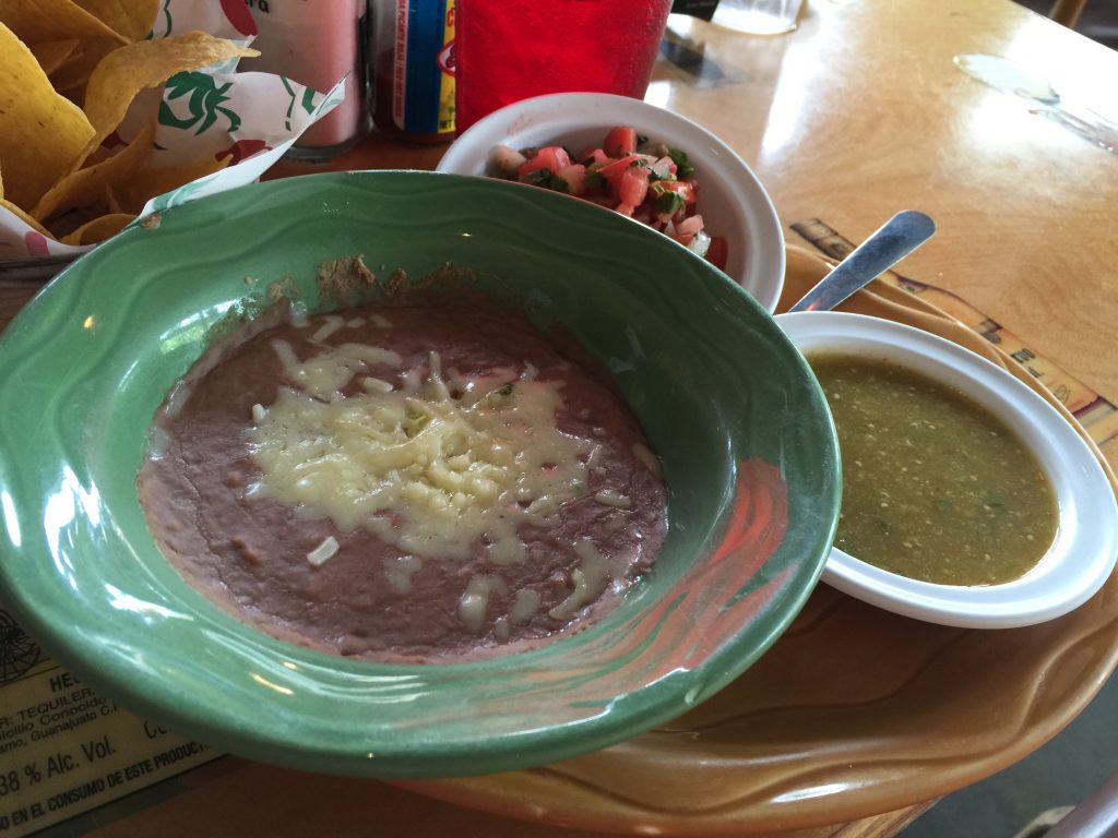 Refried Beans, Pico De Gallo, Tomatillo